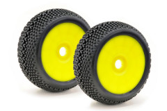 Pneu Absima 1:8 buggy, nalepené, včetně disku, žluté, balení 2ks